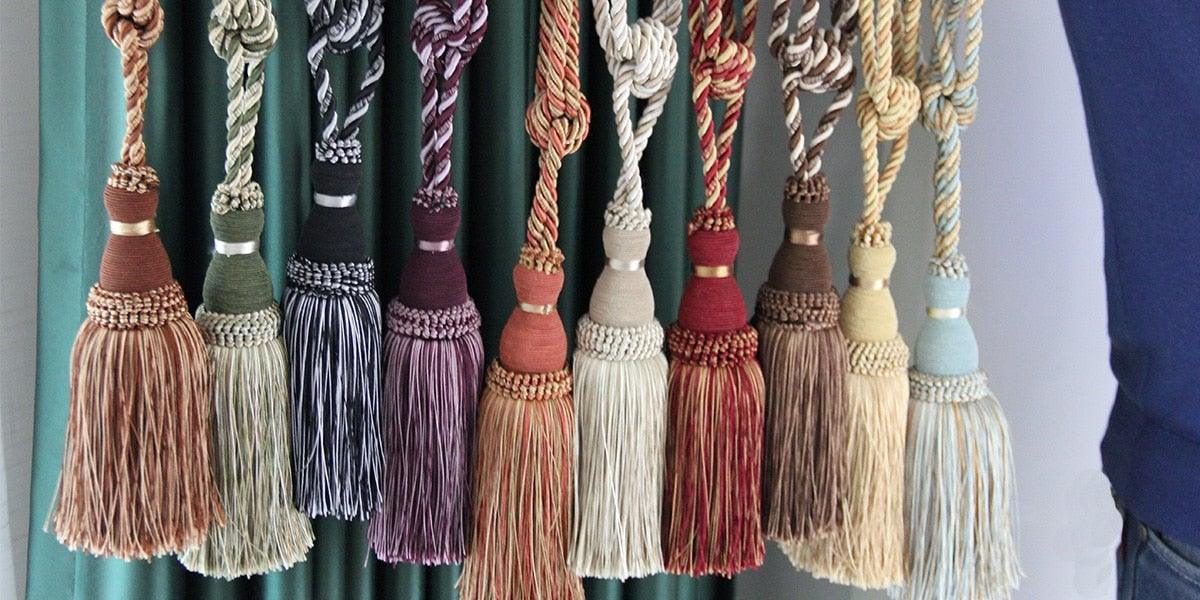 Home Decoration Polyester Tassel Tiebacks Curtain Holder Handmade Tassel Curtain Rope Holdback Window Drape Hanging Ball Tassels Curtains Buckle Sling Binding Lantern Tiebacks Handcrafted Braided Curtain Holdbacks Window Home Decor 55-90cm Stevvex