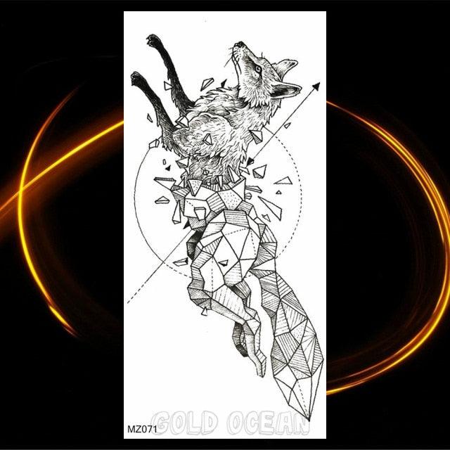 Luxury Tiger Temporary Tattoos Fox Wolf Fake Tattoo Sticker Realistic Black Animal Temporary Tattoo Stickers For Mens Stevvex