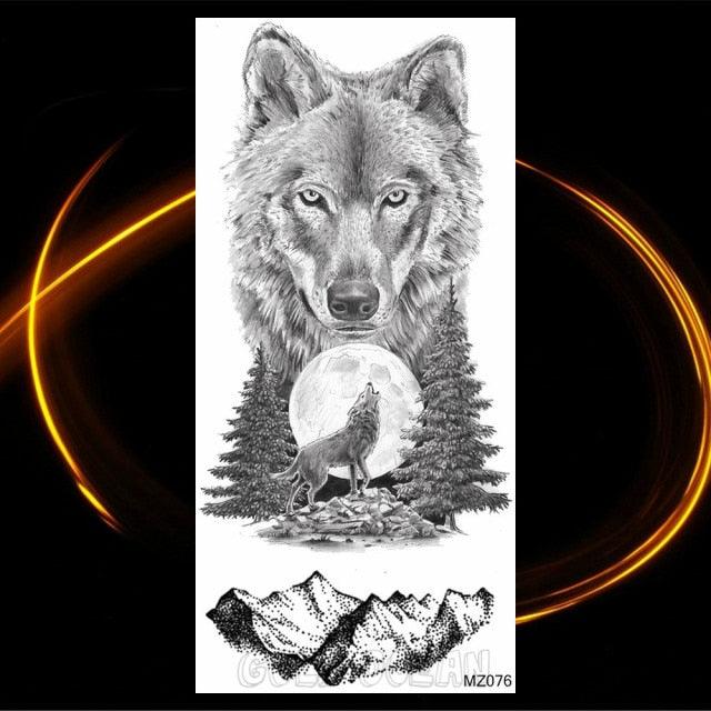 Luxury Tiger Temporary Tattoos Fox Wolf Fake Tattoo Sticker Realistic Black Animal Temporary Tattoo Stickers For Mens Stevvex