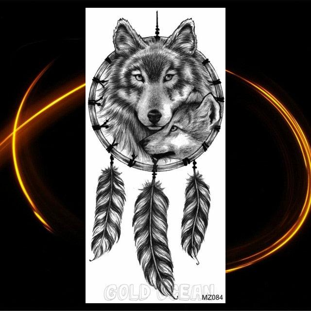 Luxury Tiger Temporary Tattoos Fox Wolf Fake Tattoo Sticker Realistic Black Animal Temporary Tattoo Stickers For Mens Stevvex