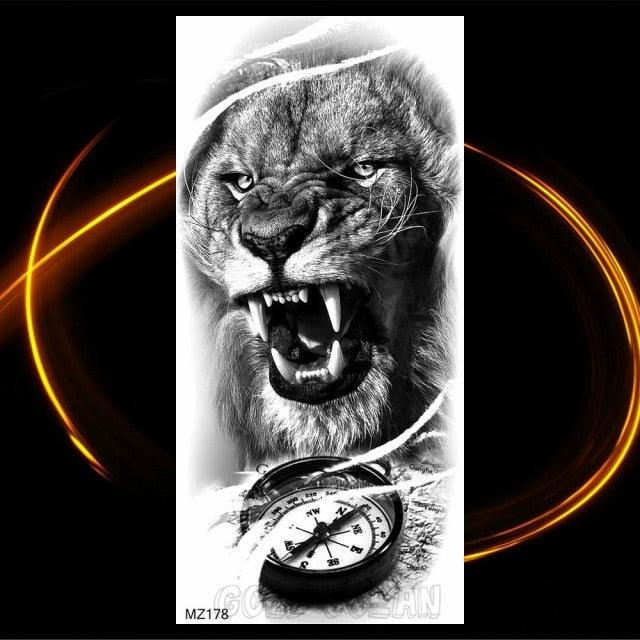 Luxury Tiger Temporary Tattoos Fox Wolf Fake Tattoo Sticker Realistic Black Animal Temporary Tattoo Stickers For Mens Stevvex