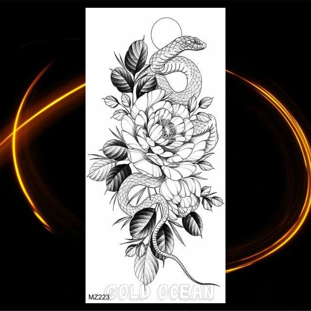 Luxury Tiger Temporary Tattoos Fox Wolf Fake Tattoo Sticker Realistic Black Animal Temporary Tattoo Stickers For Mens Stevvex