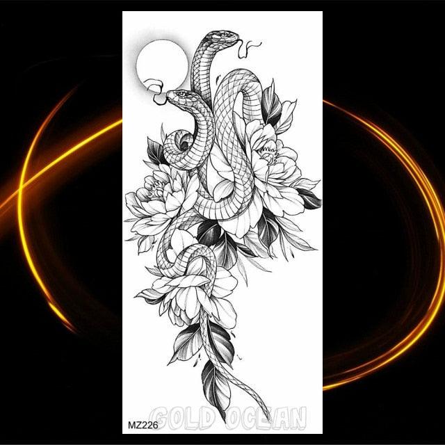 Luxury Tiger Temporary Tattoos Fox Wolf Fake Tattoo Sticker Realistic Black Animal Temporary Tattoo Stickers For Mens Stevvex