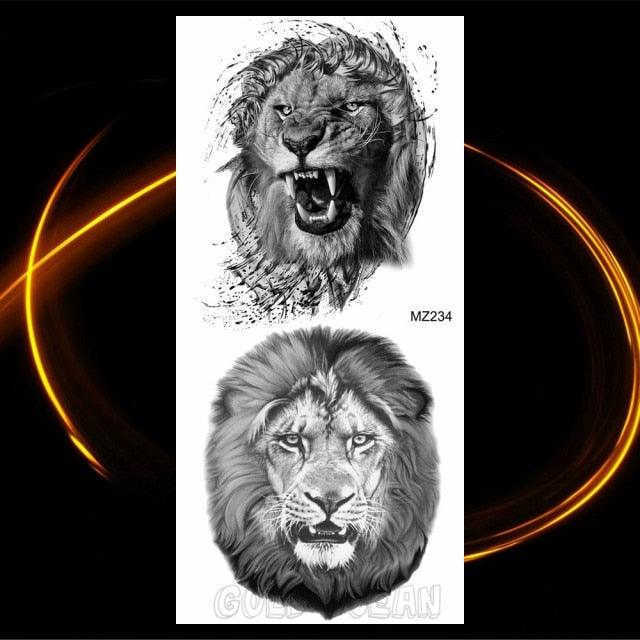 Luxury Tiger Temporary Tattoos Fox Wolf Fake Tattoo Sticker Realistic Black Animal Temporary Tattoo Stickers For Mens Stevvex