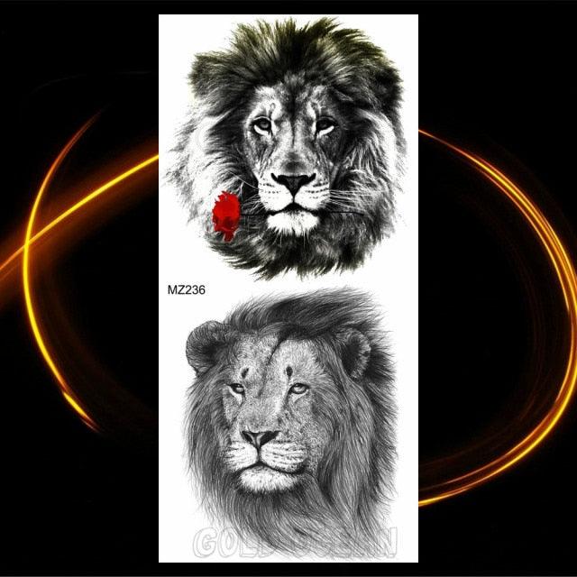 Luxury Tiger Temporary Tattoos Fox Wolf Fake Tattoo Sticker Realistic Black Animal Temporary Tattoo Stickers For Mens Stevvex