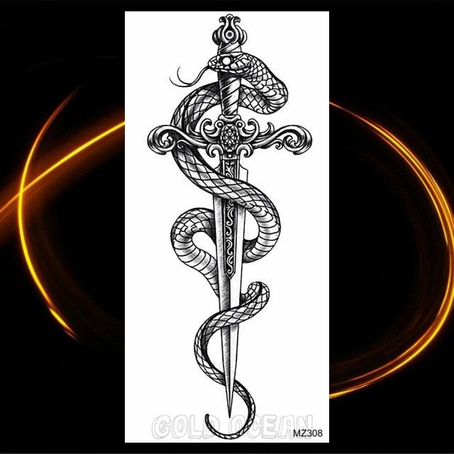 Luxury Tiger Temporary Tattoos Fox Wolf Fake Tattoo Sticker Realistic Black Animal Temporary Tattoo Stickers For Mens Stevvex