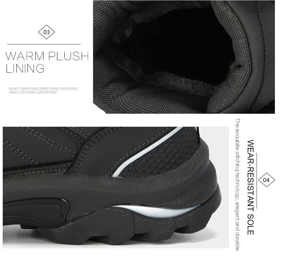 Modern Mens Boots Anti-Skidding Leather Shoes Popular Comfy Spring Autumn Men Shoes Short Plush Snow Boots Outdoor Warm Fur Lined Water Resistant Non Slip Mens Shoes Stevvex