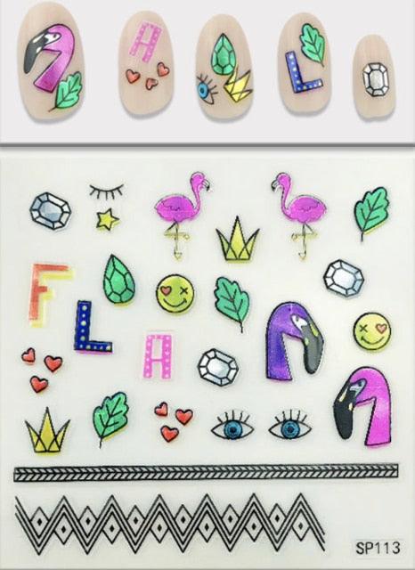 Plant Laser Abstract Lady Face Nail Decals Sliders Paper Art Decor Gel Polish Sticker Manicure Foils 3D Rhinestone Sticker Fun Nail Art Stickers Decal 3D Self-Adhesive Abstract Face Curve Graffiti Nail Design for Acrylic Nail Supplies Stevvex