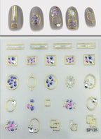 Plant Laser Abstract Lady Face Nail Decals Sliders Paper Art Decor Gel Polish Sticker Manicure Foils 3D Rhinestone Sticker Fun Nail Art Stickers Decal 3D Self-Adhesive Abstract Face Curve Graffiti Nail Design for Acrylic Nail Supplies Stevvex