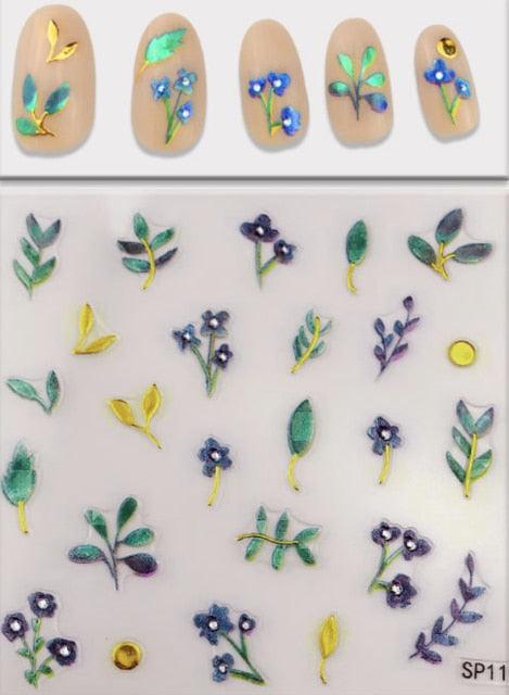 Plant Laser Abstract Lady Face Nail Decals Sliders Paper Art Decor Gel Polish Sticker Manicure Foils 3D Rhinestone Sticker Fun Nail Art Stickers Decal 3D Self-Adhesive Abstract Face Curve Graffiti Nail Design for Acrylic Nail Supplies Stevvex