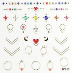 Plant Laser Abstract Lady Face Nail Decals Sliders Paper Art Decor Gel Polish Sticker Manicure Foils 3D Rhinestone Sticker Fun Nail Art Stickers Decal 3D Self-Adhesive Abstract Face Curve Graffiti Nail Design for Acrylic Nail Supplies Stevvex