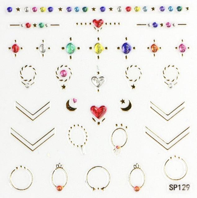 Plant Laser Abstract Lady Face Nail Decals Sliders Paper Art Decor Gel Polish Sticker Manicure Foils 3D Rhinestone Sticker Fun Nail Art Stickers Decal 3D Self-Adhesive Abstract Face Curve Graffiti Nail Design for Acrylic Nail Supplies Stevvex
