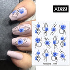 Cool Geometrics Pattern Water Decals Stickers Flower Leaves Slider For Nails Spring Summer Nail Art Decoration Tattoos Women Nail Art Stickers Water Transfer Decals Design Nail Art Supplies Manicure Acrylic Nail Foil Stencils Decorations Stevvex