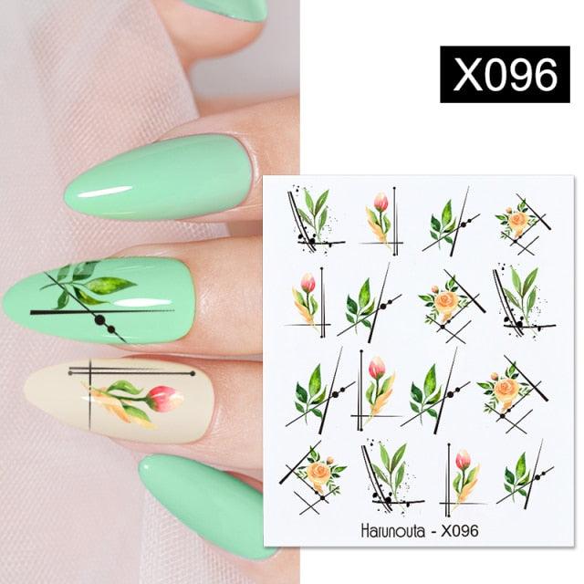 Cool Geometrics Pattern Water Decals Stickers Flower Leaves Slider For Nails Spring Summer Nail Art Decoration Tattoos Women Nail Art Stickers Water Transfer Decals Design Nail Art Supplies Manicure Acrylic Nail Foil Stencils Decorations Stevvex