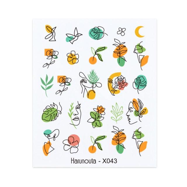 Cool Geometrics Pattern Water Decals Stickers Flower Leaves Slider For Nails Spring Summer Nail Art Decoration Tattoos Women Nail Art Stickers Water Transfer Decals Design Nail Art Supplies Manicure Acrylic Nail Foil Stencils Decorations Stevvex