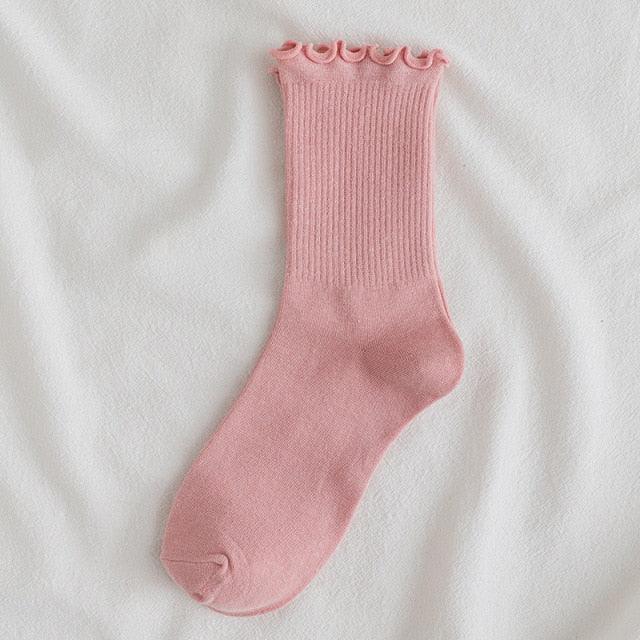 Little Flower Socks Girl's Socks Simple Solid Color Socks Women's Long Socks Kawaii Happy And Funny Breathable Socks For Women Stevvex
