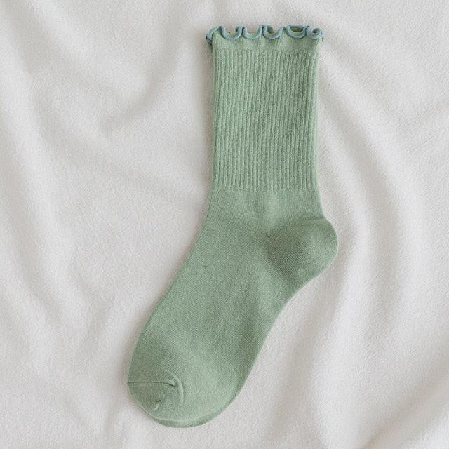 Little Flower Socks Girl's Socks Simple Solid Color Socks Women's Long Socks Kawaii Happy And Funny Breathable Socks For Women Stevvex