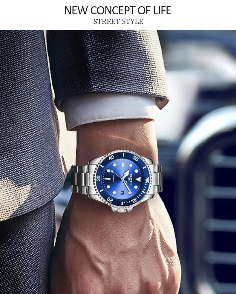 Luxury Round Business Men's Watches Fashion Waterproof Elegant Shine Stainless Steel Design Analog Luminous Men Wrist Watch Stevvex