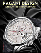 Multifunction Luxury Mens Watches Quartz Chronograph Sport Design Leather Band Strap Comfortable Wrist Watch For Men Stevvex