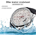 Multifunction Luxury Mens Watches Quartz Chronograph Sport Design Leather Band Strap Comfortable Wrist Watch For Men Stevvex