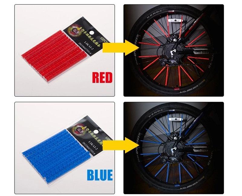 New 12 Pcs Bicycle Mountain Bike Riding Wheel Rim Spoke Mount Clip Tube Warning Light Strip Bicycle Wheel Spoke Reflector Reflective Mount Clip Tube Warning Strip Waterproof Bicycle Spoke Reflectors Stevvex