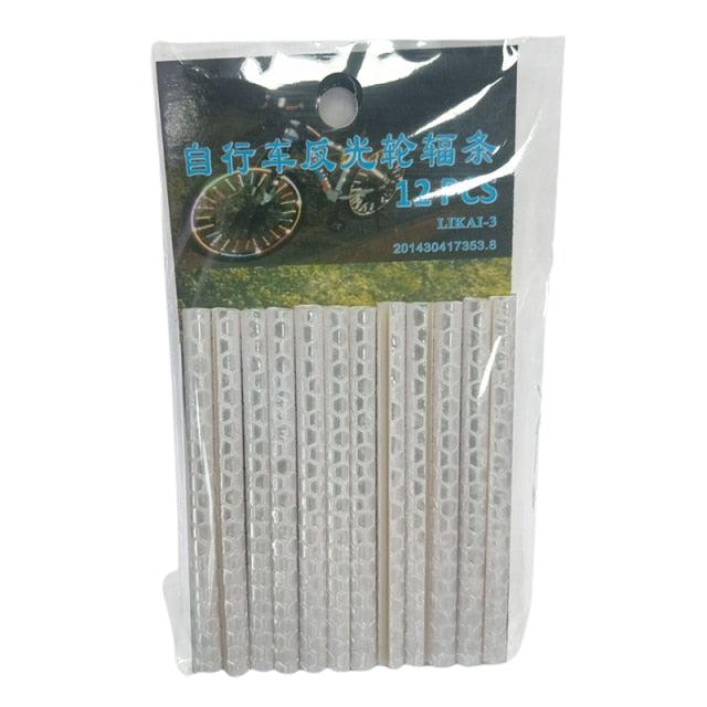 New 12 Pcs Bicycle Mountain Bike Riding Wheel Rim Spoke Mount Clip Tube Warning Light Strip Bicycle Wheel Spoke Reflector Reflective Mount Clip Tube Warning Strip Waterproof Bicycle Spoke Reflectors Stevvex