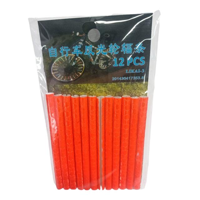 New 12 Pcs Bicycle Mountain Bike Riding Wheel Rim Spoke Mount Clip Tube Warning Light Strip Bicycle Wheel Spoke Reflector Reflective Mount Clip Tube Warning Strip Waterproof Bicycle Spoke Reflectors Stevvex