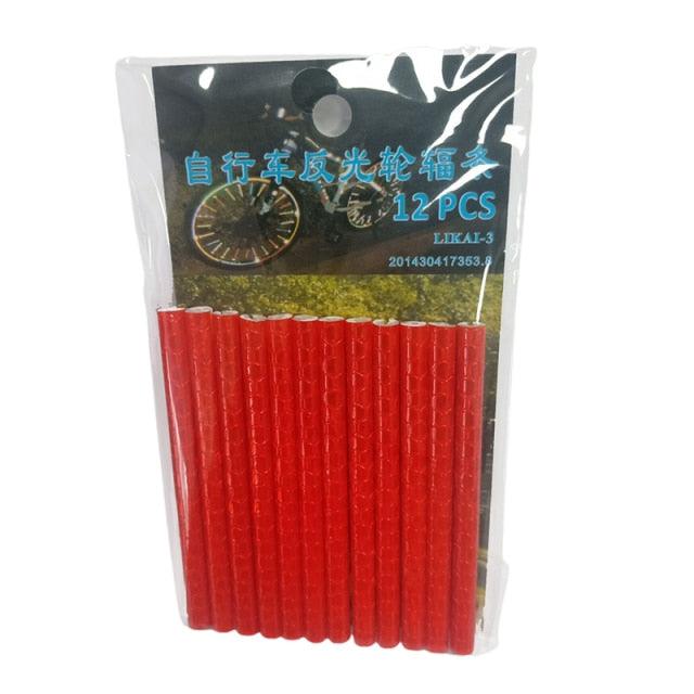 New 12 Pcs Bicycle Mountain Bike Riding Wheel Rim Spoke Mount Clip Tube Warning Light Strip Bicycle Wheel Spoke Reflector Reflective Mount Clip Tube Warning Strip Waterproof Bicycle Spoke Reflectors Stevvex