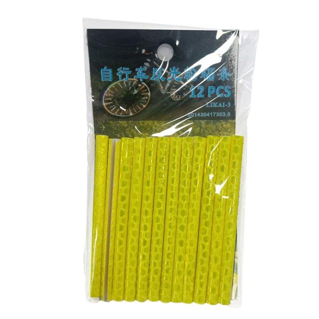 New 12 Pcs Bicycle Mountain Bike Riding Wheel Rim Spoke Mount Clip Tube Warning Light Strip Bicycle Wheel Spoke Reflector Reflective Mount Clip Tube Warning Strip Waterproof Bicycle Spoke Reflectors Stevvex