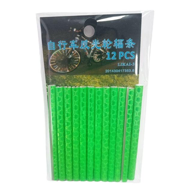 New 12 Pcs Bicycle Mountain Bike Riding Wheel Rim Spoke Mount Clip Tube Warning Light Strip Bicycle Wheel Spoke Reflector Reflective Mount Clip Tube Warning Strip Waterproof Bicycle Spoke Reflectors Stevvex