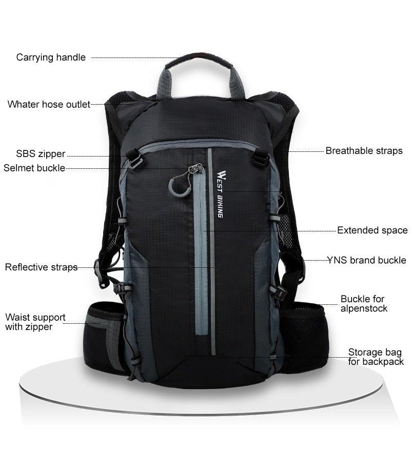 Bike Bags Portable Waterproof Backpack Cycling Water Bag Outdoor Sport Climbing Hiking Pouch Hydration Backpack  Bike Backpack  Mountain Biking Daypack Cycling Hiking Bicycle 10L Stevvex
