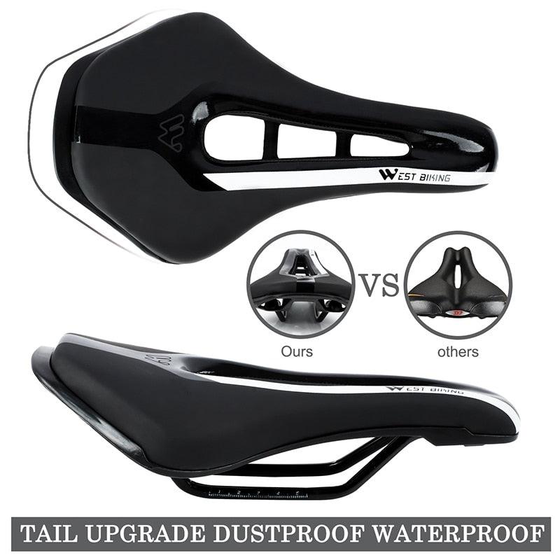 Leather Bike Saddle Road Bike Front Seat Cycling Saddles For Mens Breathable Hollow Cushion Bicycle Saddle Comfort Bike Saddle Ergonomic Waterproof Bicycle Seat For Road Bike Mountain Bike Seats Stevvex