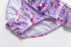 3-16Y Cartoon Two-piece Girls Swimwear Ruffle Swimsuit Bikini Set One Shoulder Beachwear Princess Two Piece Bathing Suit Children Swimwear Girls Swimsuit Bikini Set Stevvex