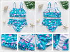 3-16Y Cartoon Two-piece Girls Swimwear Ruffle Swimsuit Bikini Set One Shoulder Beachwear Princess Two Piece Bathing Suit Children Swimwear Girls Swimsuit Bikini Set Stevvex
