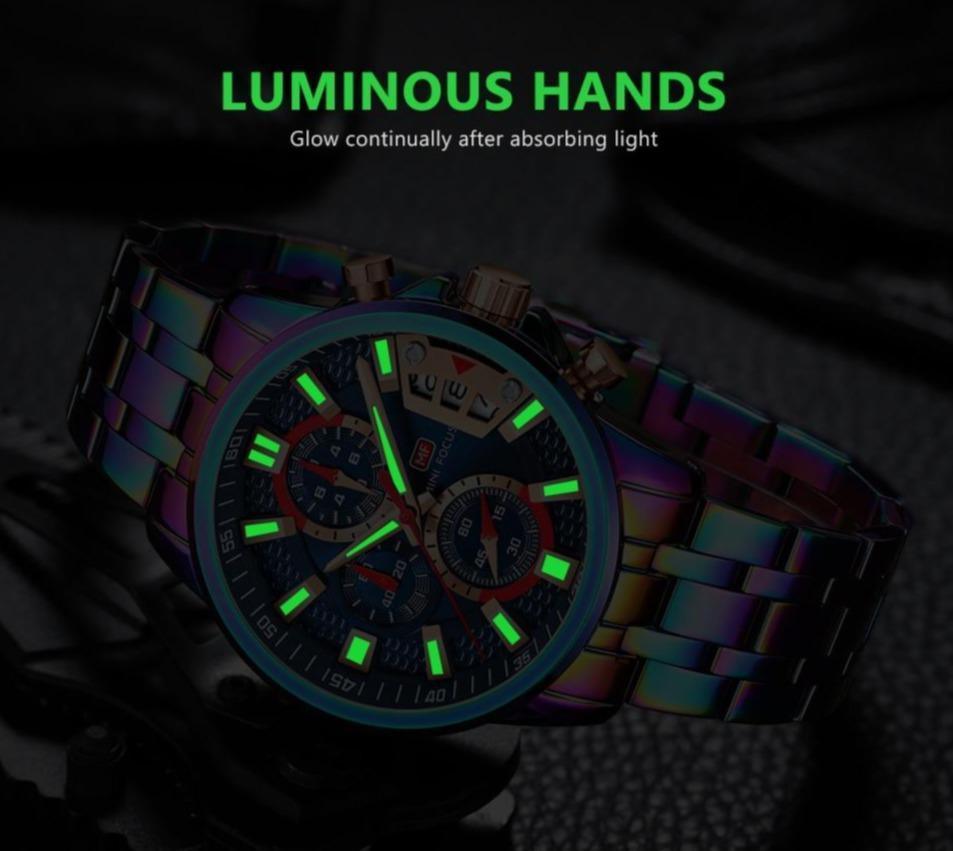 Sport Multifunctional Luxury Mens Watch Quartz Waterproof Colorful Analog Wristwatch Elegant Stainless Steel Design Stevvex