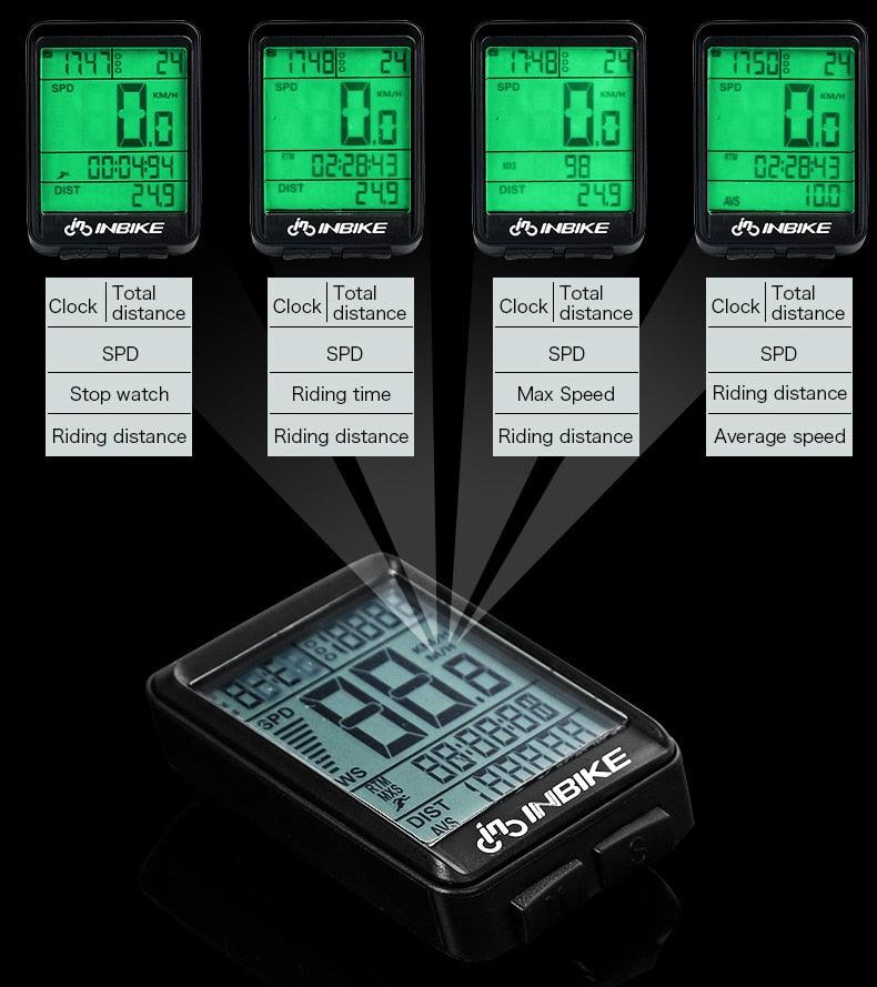 Lightweight Rainproof Bike Computer Bicycle Wireless Speedometer Odometer Cycling Watch LED Screen Measurable Backlight For Visibility At Night Auto On/Off Portable Multi-Function Design Stevvex