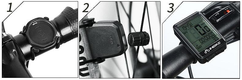Lightweight Rainproof Bike Computer Bicycle Wireless Speedometer Odometer Cycling Watch LED Screen Measurable Backlight For Visibility At Night Auto On/Off Portable Multi-Function Design Stevvex