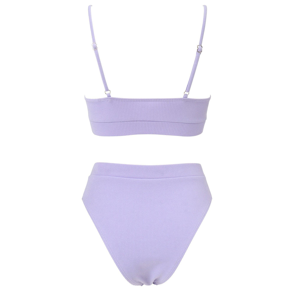 Swimwear Women Ribbed Bathing Suit Female Push Up Bikini Set Women's Bathing Suit Lace up Bikini Ribbed Two Piece Swimsuit Beachwear High Waist Bikini Women's Swimsuit Stevvex