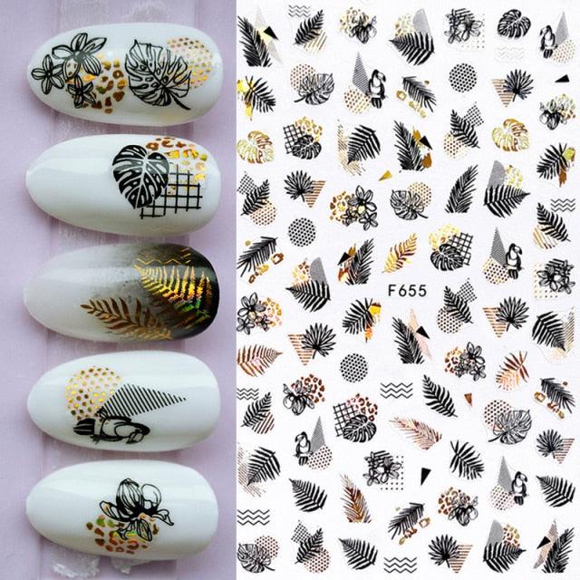 Summer Tropical Beach Coconut Tree Slippers 3D Nail Sticker Leaves Shell Transfer Decals Slider Decoration Manicures  Tip Water Transfer Nail Decals Sticker For Pretty Girl Self-Adhesive Nail Decals Designer Nail Stickers for Acrylic Stevvex