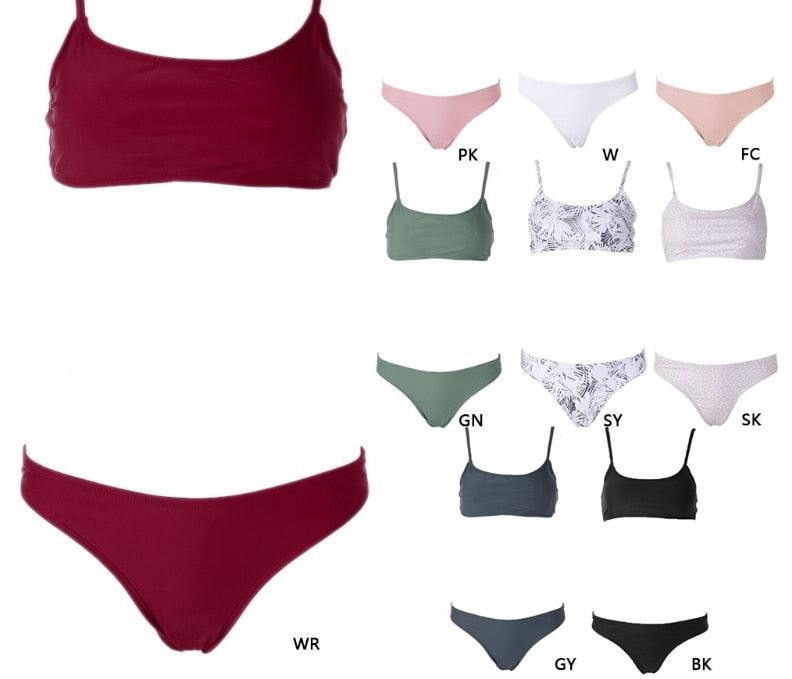 Push Up Bikini Set Swimsuits High Waist Swimwear Women Ribbed Bathing Suits Brazilian Bikinis Swimsuit for Women  Bottom Triangle Bikinis Top Bathing Suit Stevvex