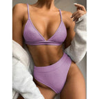 Push Up Bikini Set Swimsuits High Waist Swimwear Women Ribbed Bathing Suits Brazilian Bikinis Swimsuit for Women  Bottom Triangle Bikinis Top Bathing Suit Stevvex
