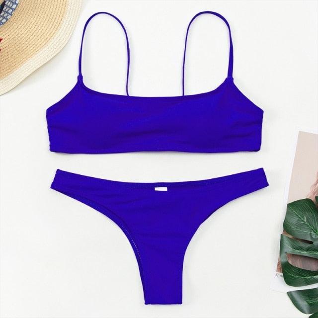 Push Up Bikini Set Swimsuits High Waist Swimwear Women Ribbed Bathing Suits Brazilian Bikinis Swimsuit for Women  Bottom Triangle Bikinis Top Bathing Suit Stevvex