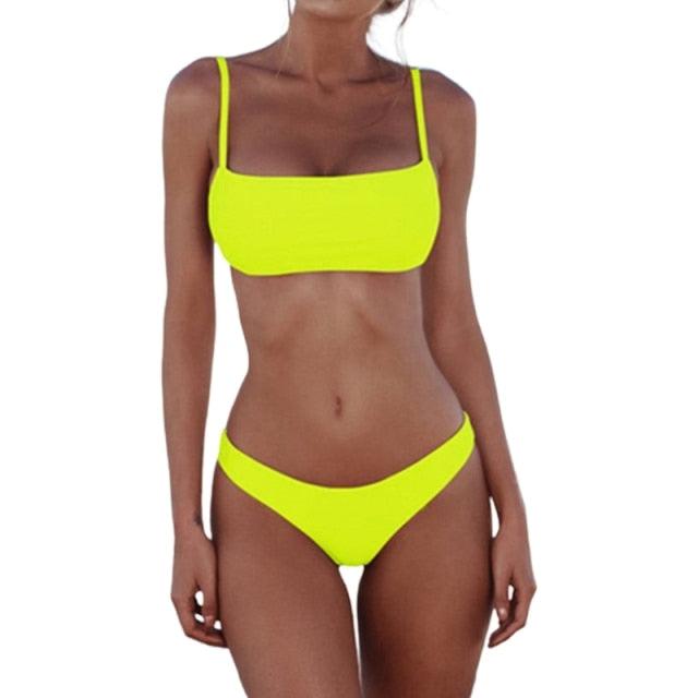 Push Up Bikini Set Swimsuits High Waist Swimwear Women Ribbed Bathing Suits Brazilian Bikinis Swimsuit for Women  Bottom Triangle Bikinis Top Bathing Suit Stevvex