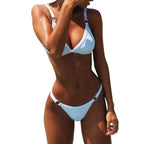 Push Up Bikini Set Swimsuits High Waist Swimwear Women Ribbed Bathing Suits Brazilian Bikinis Swimsuit for Women  Bottom Triangle Bikinis Top Bathing Suit Stevvex