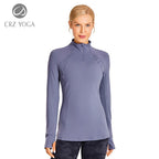 Women's Running Athletic Workout Yoga Shirts Long Sleeves Quarter-Zip