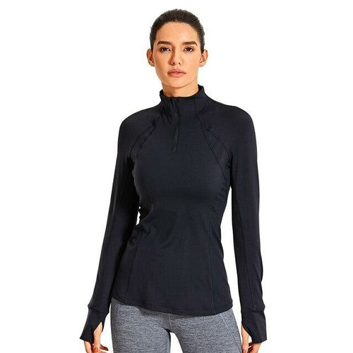 Women's Running Athletic Workout Yoga Shirts Long Sleeves Quarter-Zip
