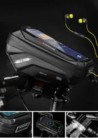 Bike Bag Frame Front Top Tube Waterproof Hard Shell Cycling Bag Touch Screen Phone Case Bicycle Accessories Bike Phone Mount Bag Cycling Waterproof Front Frame Top Tube Handlebar Bag With Touch Screen Holder Case