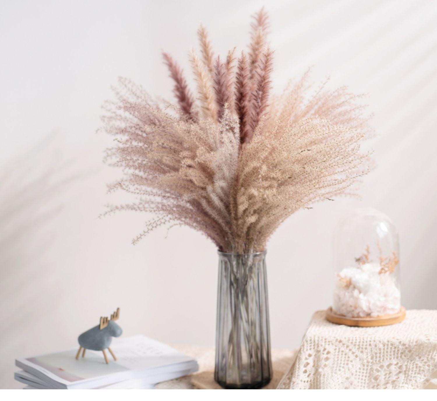 30pcs Natural Dried Pampas Grass Bouquet Pampas Grass Reeds Flowers Bulrush Bouquets Durable For for Vase Artificial Grass Room Décor Wedding Decorations Stevvex