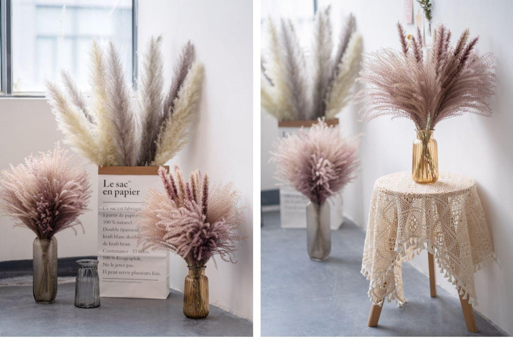 30pcs Natural Dried Pampas Grass Bouquet Pampas Grass Reeds Flowers Bulrush Bouquets Durable For for Vase Artificial Grass Room Décor Wedding Decorations Stevvex
