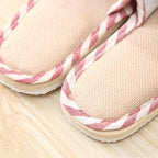 Women Indoor Slippers Flat Shoes Spring Autumn Linen Flip Flops Home Slippers Comfortable Memory Foam Slippers Lining Slip-On Lightweight Durable House Shoes Stevvex